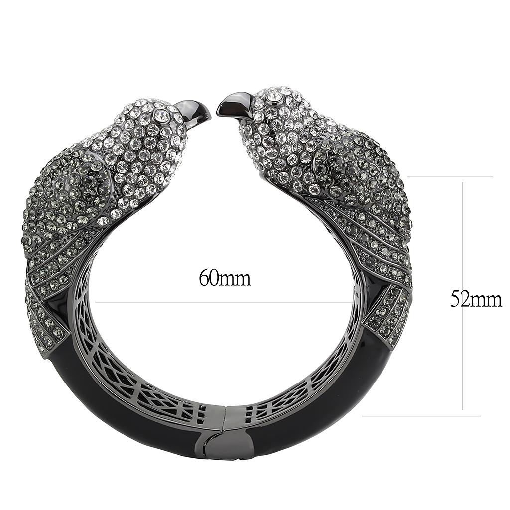 LO4333 - Ruthenium Brass Bangle with Top Grade Crystal  in Multi Color