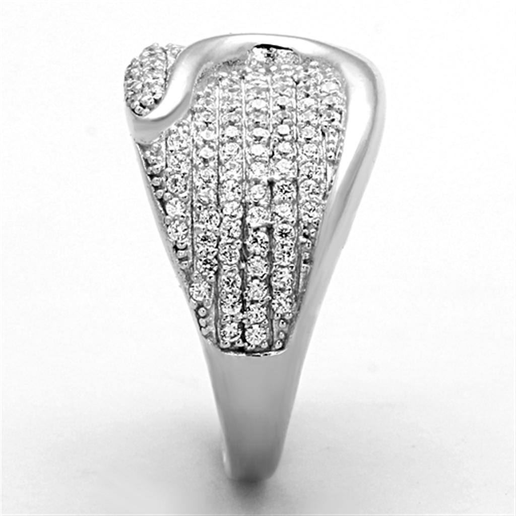 TS148 - Rhodium 925 Sterling Silver Ring with AAA Grade CZ  in Clear
