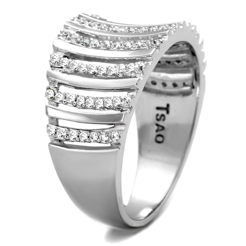 TS211 Rhodium 925 Sterling Silver Ring with AAA