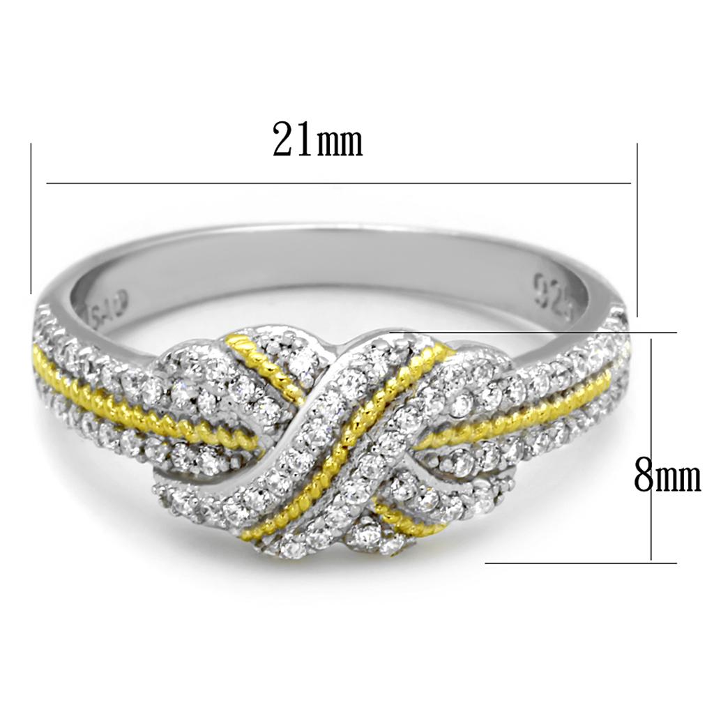 TS370 - Reverse Two-Tone 925 Sterling Silver Ring with AAA Grade CZ
