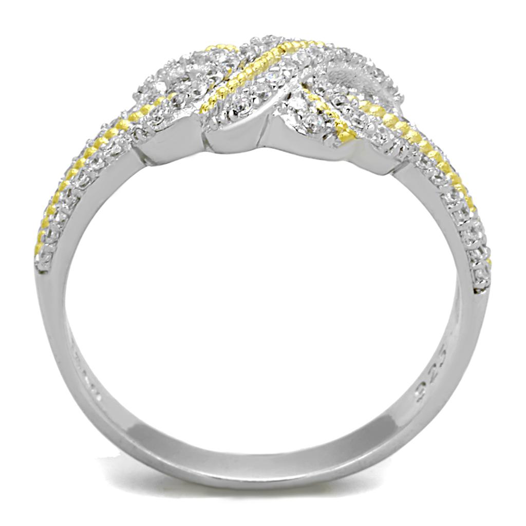 TS370 - Reverse Two-Tone 925 Sterling Silver Ring with AAA Grade CZ