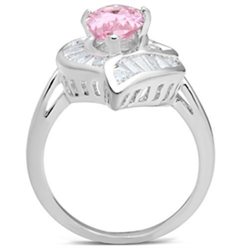 SS011 - Silver 925 Sterling Silver Ring with AAA Grade CZ  in Rose
