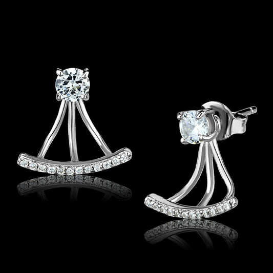 TS512 - Rhodium 925 Sterling Silver Earrings with AAA Grade CZ  in